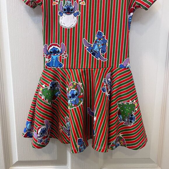 Wild Rich Kids WRK Disney Christmas Stitch Skirted Leotard Dress Girls Size 5/6 - Picture 10 of 16